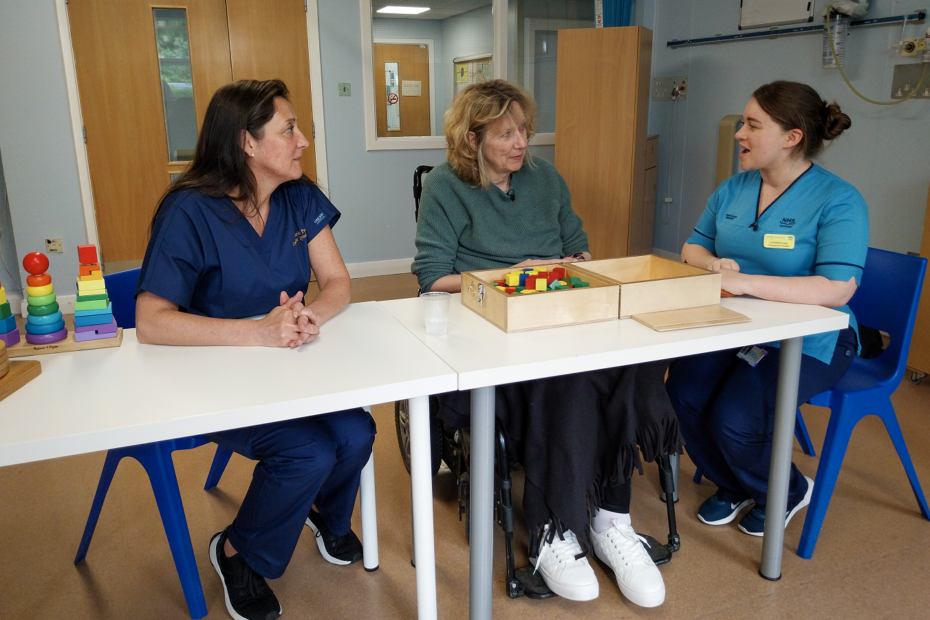 Dr Mariel Purcell, Melanie Reid and Occupational Therapist Lauren Cope